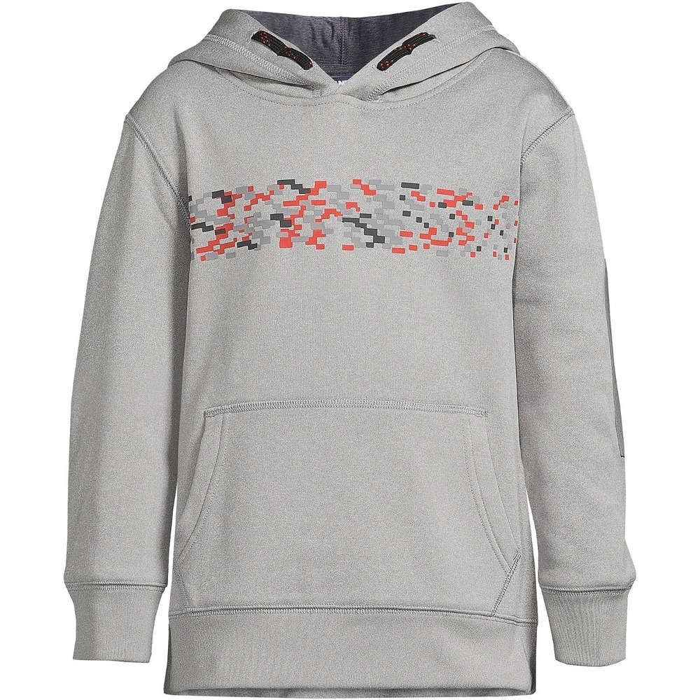 Lands End Boys Active Tech Fleece Tricot Sweatshirt Hoodie‎ - Gray - Small